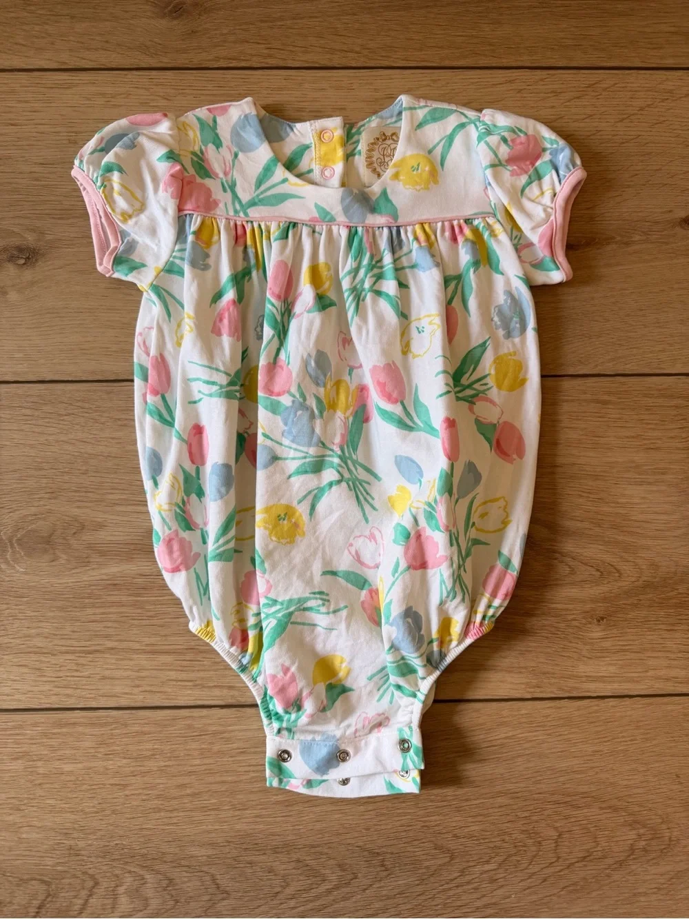 Floral Tulip Bubble One-Piece for Babies - Pink/Yellow/Green